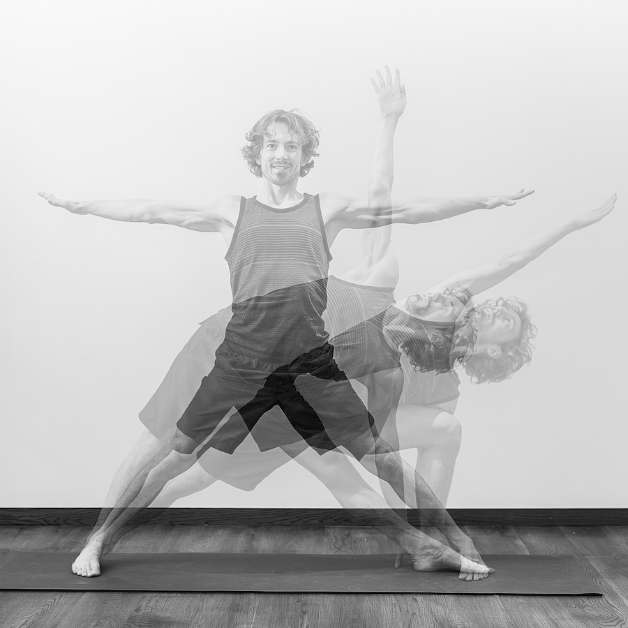 Daniel Simpson demonstrating progression of yoga poses