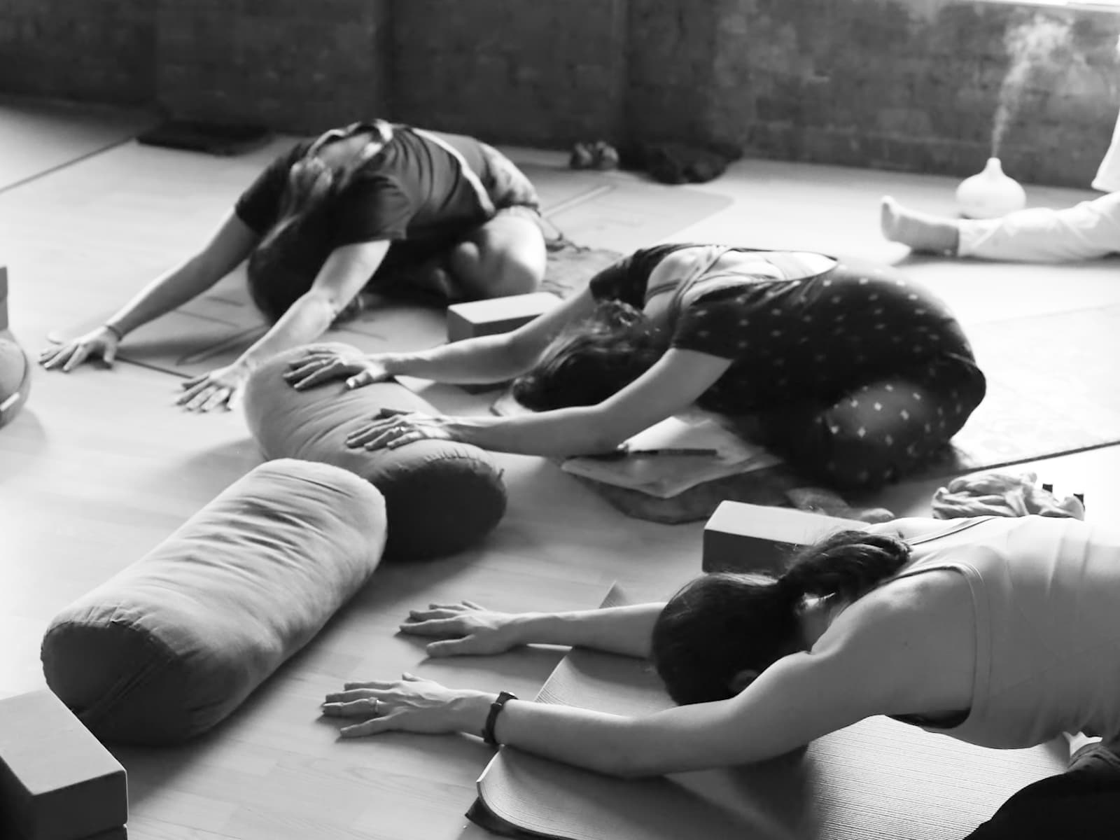A calm moment of soothing the nervous system on Trauma informed yoga teacher training