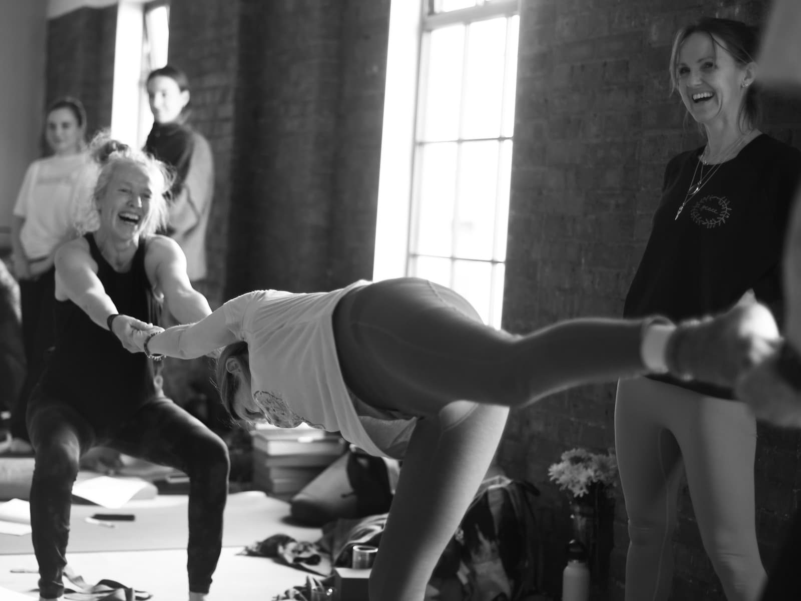 Students working together on Embodied Asana module on the Shala 300-hour training