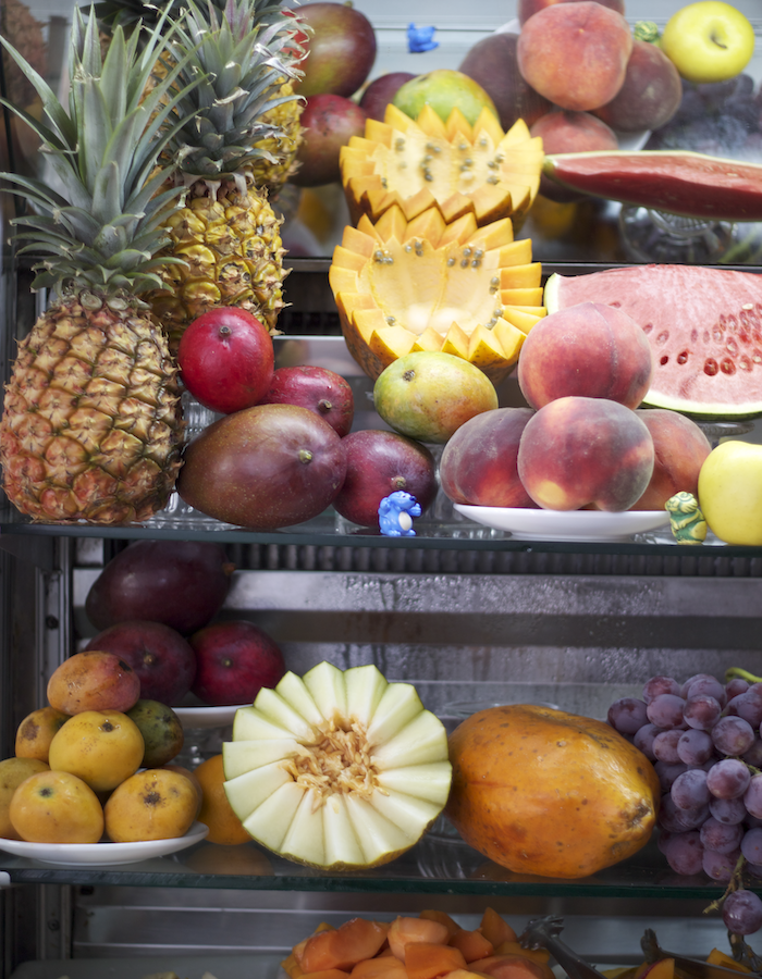 Tropical fresh fruit display on a yoga retreat