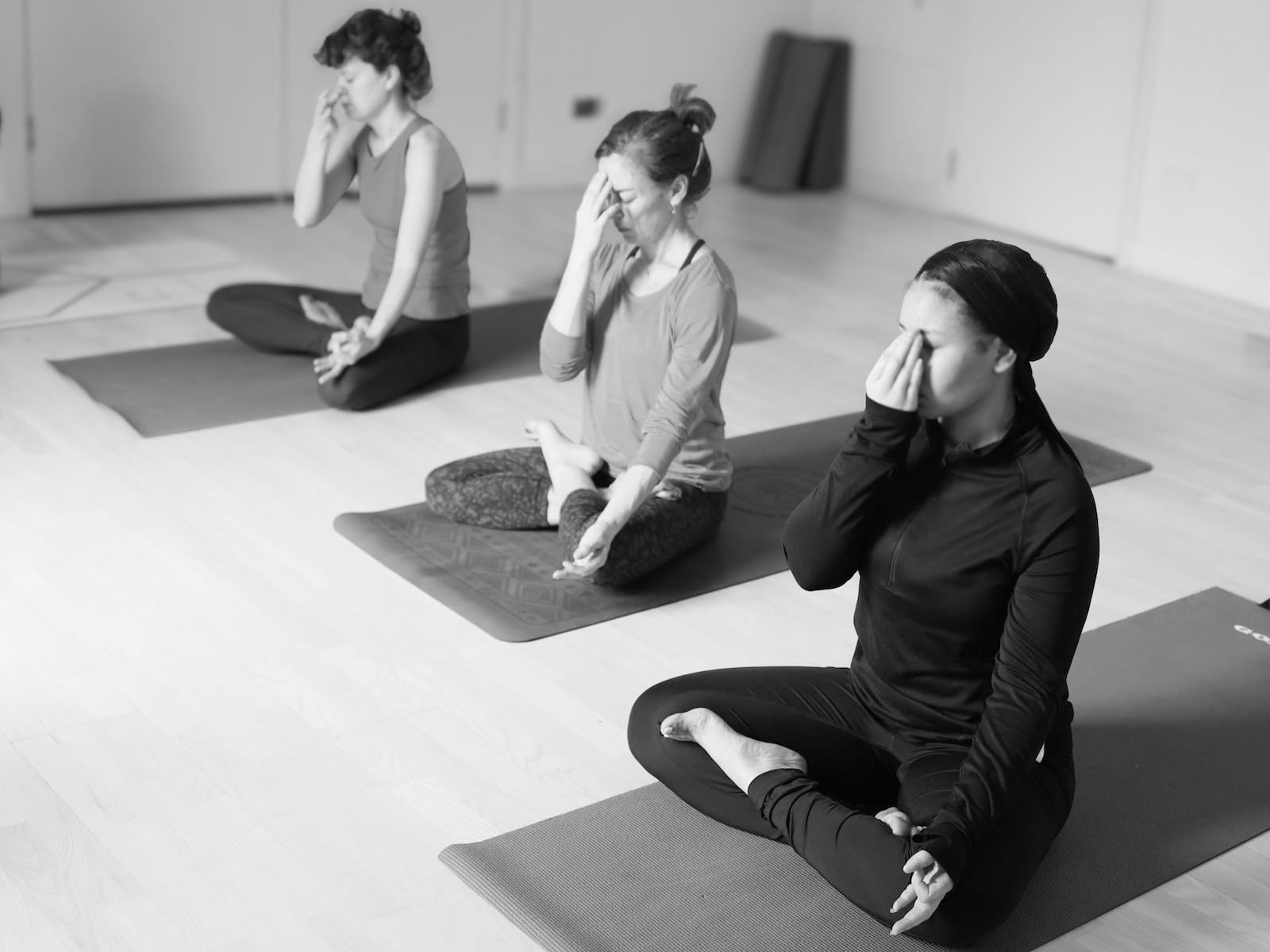 Students of Sacred Breath Pranayama Teacher Training at the Shala exploring Breathwork practice