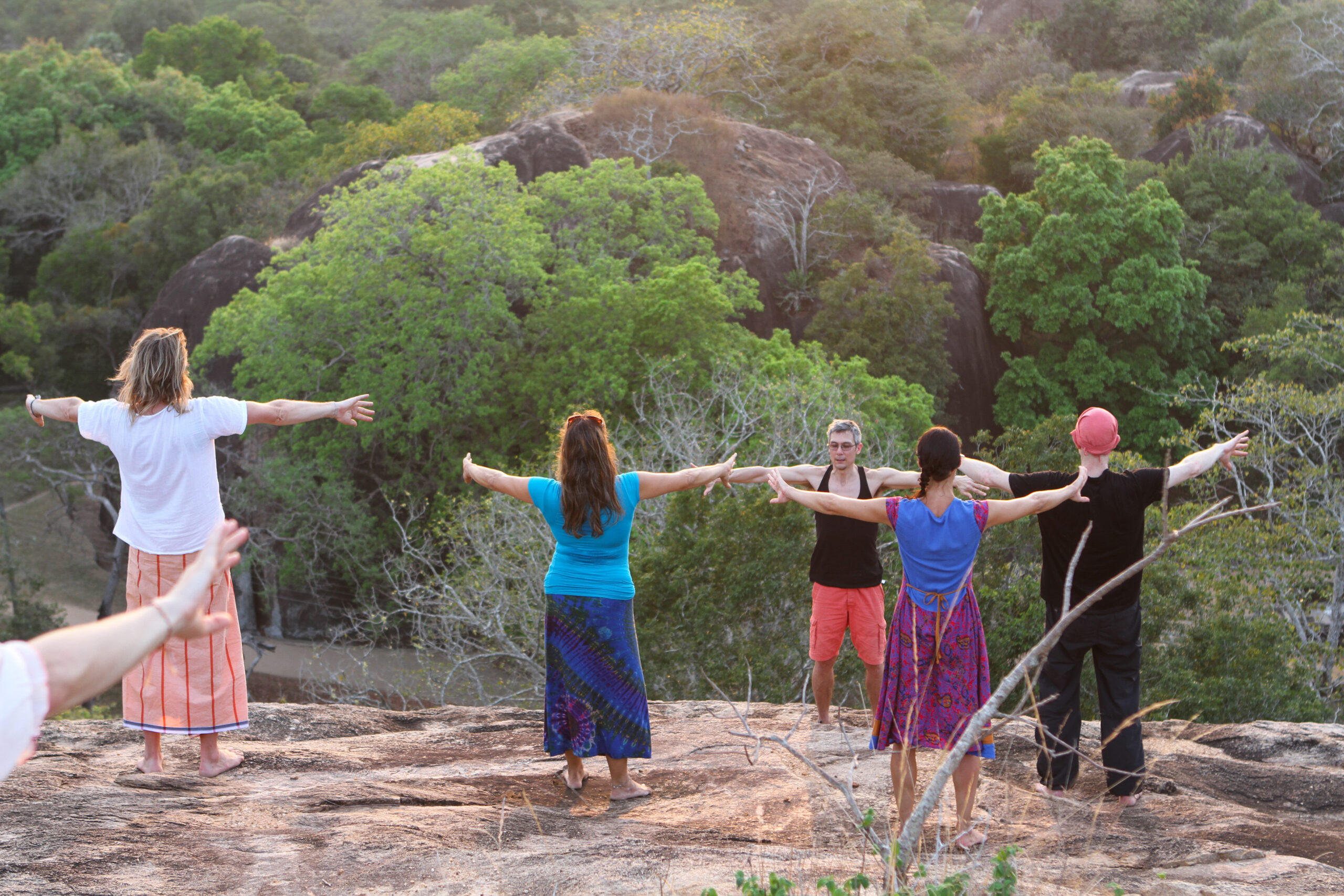 Tai Chi with Gingi Lee on the mountain top near Ulpotha Sri Lanka