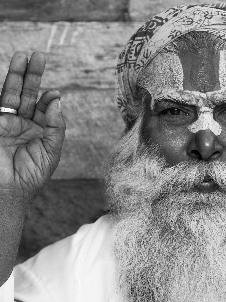 This image shows a Sadhu, a Hindu holy man or ascetic, as an image representing Yoga Philosophy